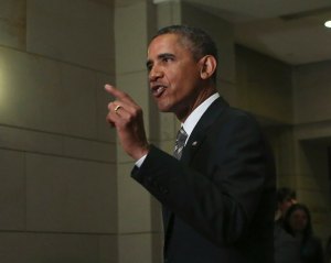 US President Barack Obama speaks to media after meeting with House Democrats in Washington
